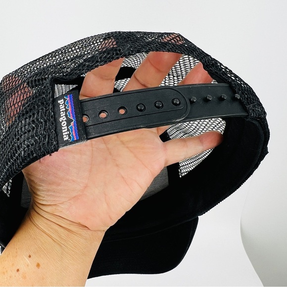 Patagonia Black Snapback Trucker Hat Organic Cotton Adjustable Cap Popular Nwot - Picture 7 of 14